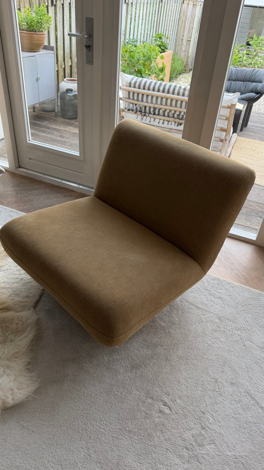 Zara Home draaifauteuil - Katoen - Zo goed als nieuw, Huis en Inrichting, Ophalen of Verzenden, Zo goed als nieuw, Stof, 75 tot 100 cm