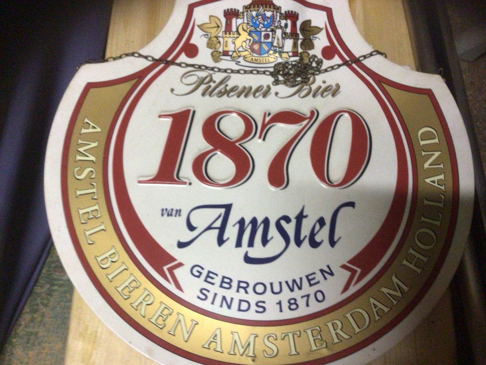 Vintage Amstel Bier Reclamebord - Gebrouwen sinds 1870, Ophalen of Verzenden, Gebruikt, Reclamebord