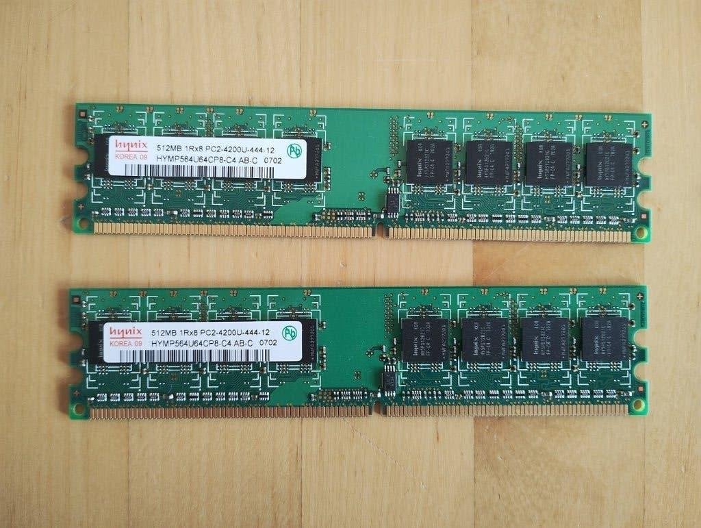 2x ram geheugen Hynix 512 MB PC2 4200, Ophalen of Verzenden, DDR2, Desktop, Gebruikt