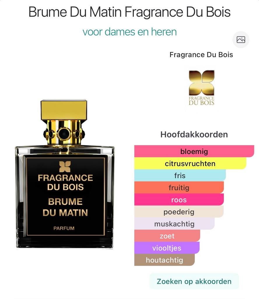 Fragrance Du Bois Brume Du Matin Parfum - Nieuw in doos, Ophalen of Verzenden, Nieuw