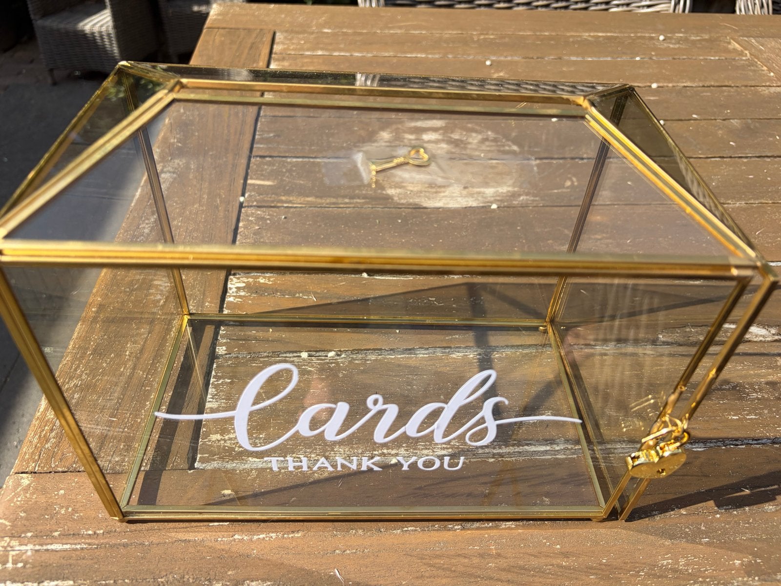 Gouden kaartenbox voor bruiloft of feest, Ophalen, Zo goed als nieuw, Versiering, Geboorte of Huwelijk
