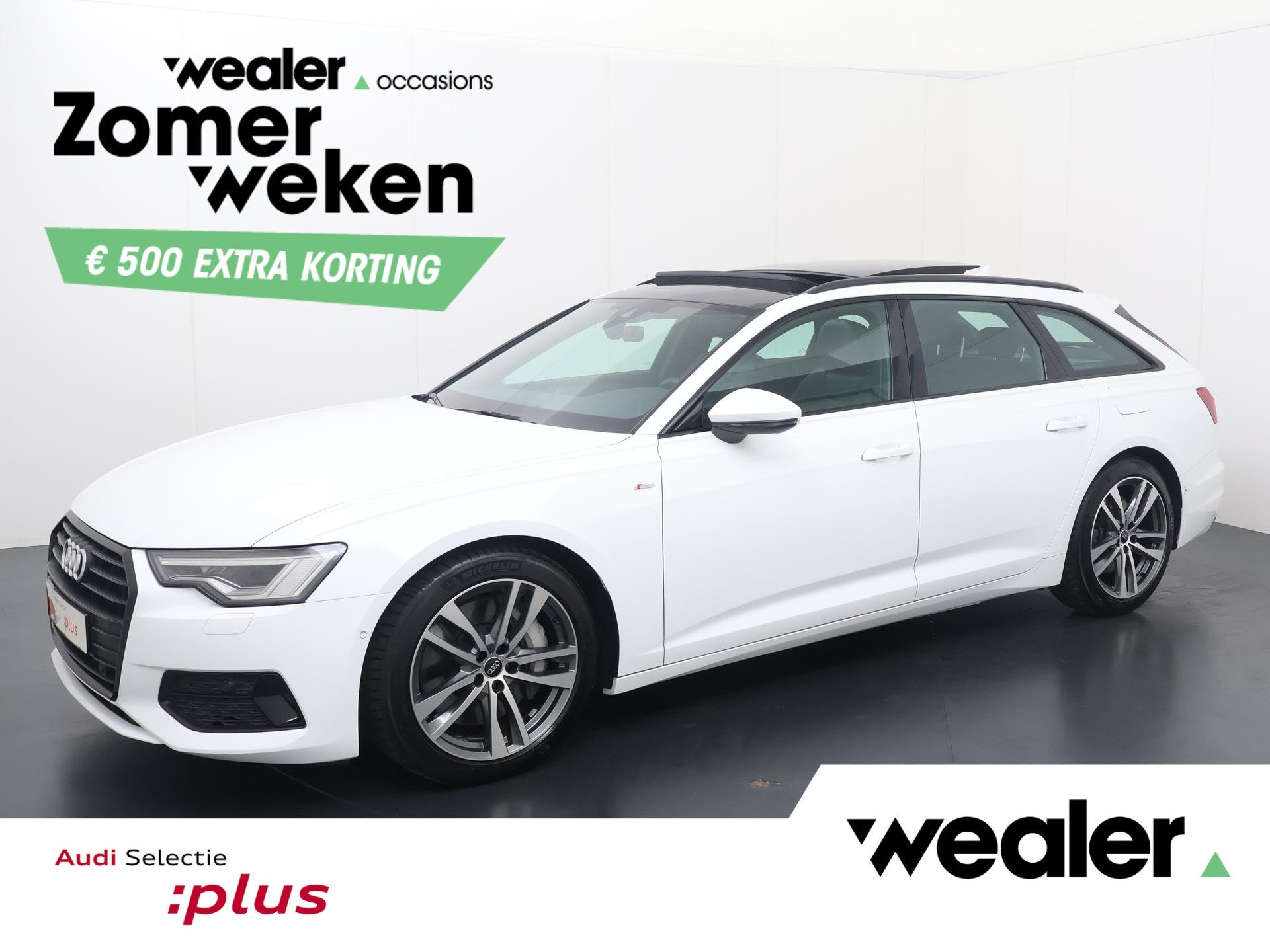 Audi A6 Avant 50 TFSI e quattro S edition | 299 PK | SoH 100, Auto's, Audi, Gebruikt, 4 cilinders, Wit, Plug-in hybride