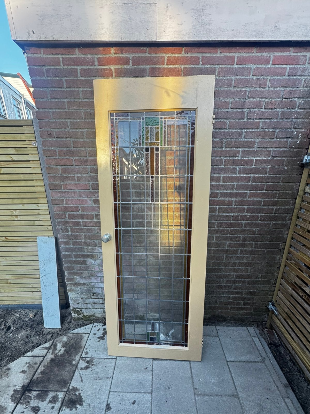 Glas-in-lood deur, Doe-het-zelf en Verbouw, Deuren en Horren, Ophalen, Gebruikt, Minder dan 80 cm, Binnendeur