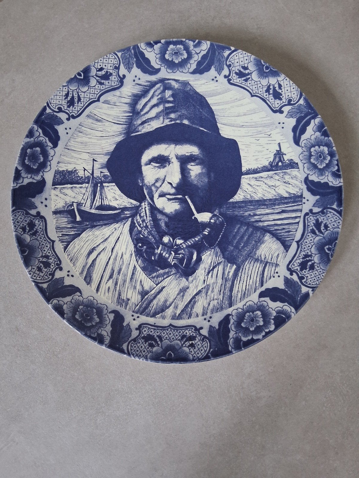 Origineel Blauw Delfts Handwerk Bord - Visser, Antiek en Kunst, Antiek | Wandborden en Tegels, Ophalen of Verzenden