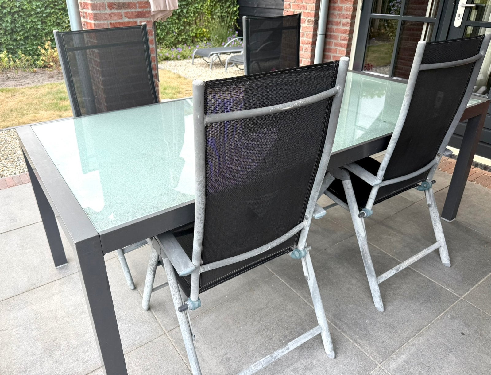 Tuinset met 4 stoelen, Ophalen, 4 zitplaatsen, Gebruikt, Aluminium