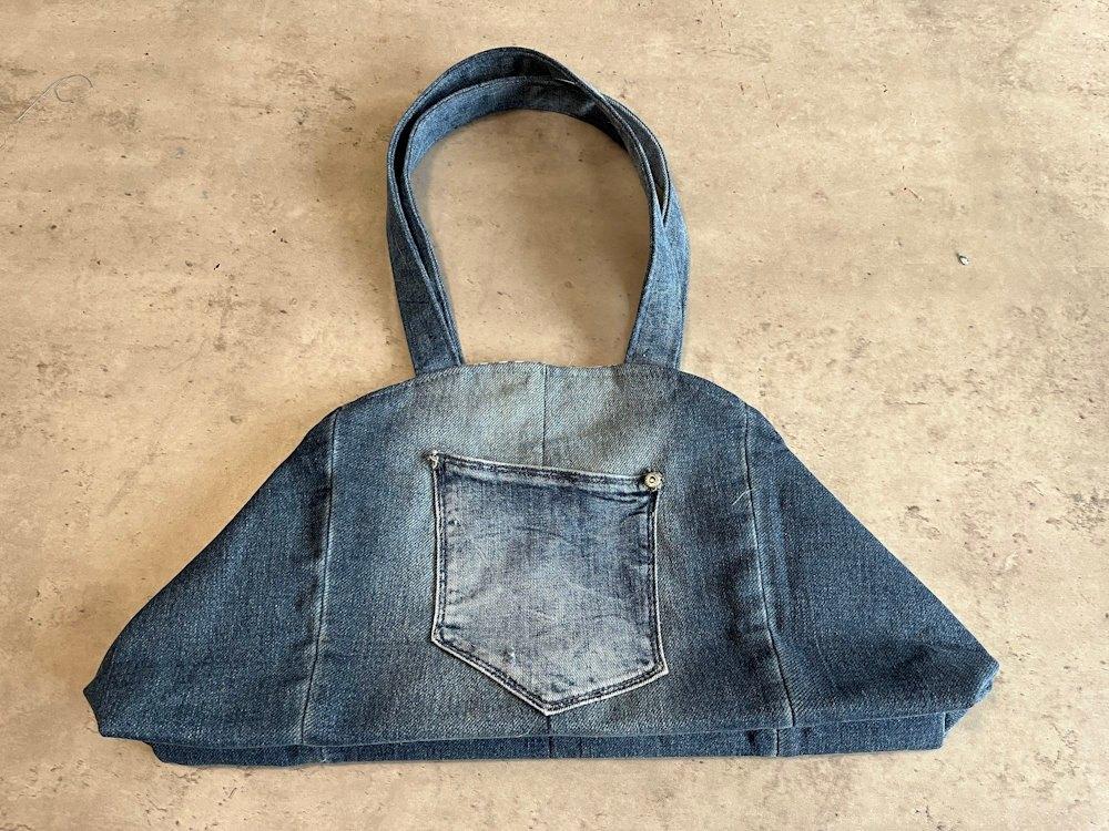 Spijkertas tas zakken jeans magnetische sluiting, Info@kinderworkshops-petra-dongen.nl, P Gillisstraat, Blauw, Nieuw