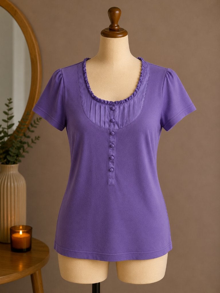 MS Mode dames shirt/top paars fluweel knoopjes 38/40 M, Kleding | Dames, Maat 38/40 (M), Paars, Ophalen of Verzenden, Zo goed als nieuw