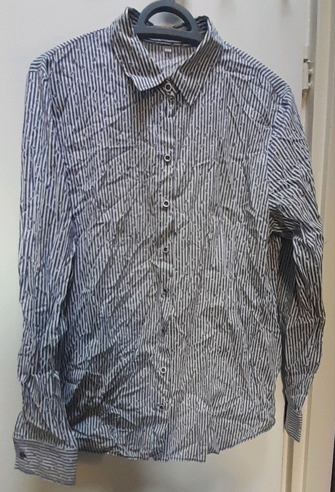 Gestreepte blouse met bootjesprint - Maat 42, Ophalen of Verzenden