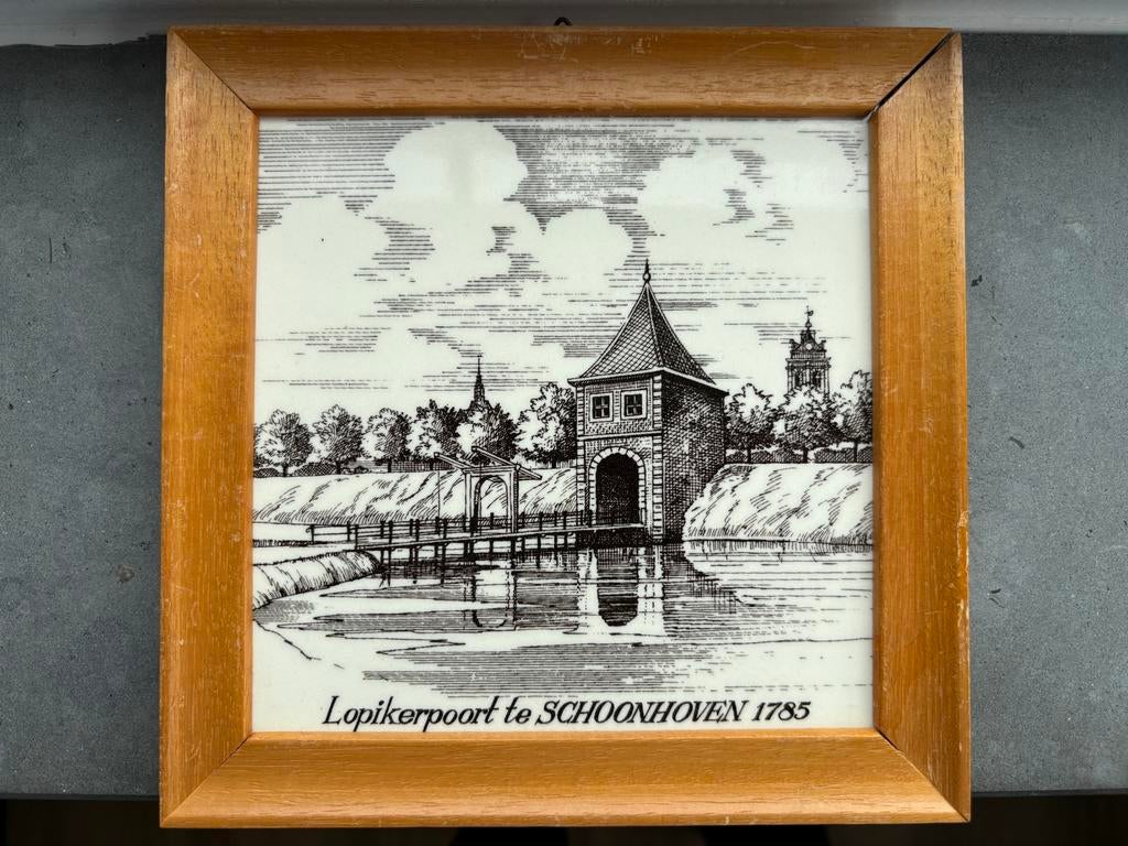 5 Schoonhoven tegels: Veerpoort, Bartholomeuskerk, Stadhuis, Ophalen of Verzenden