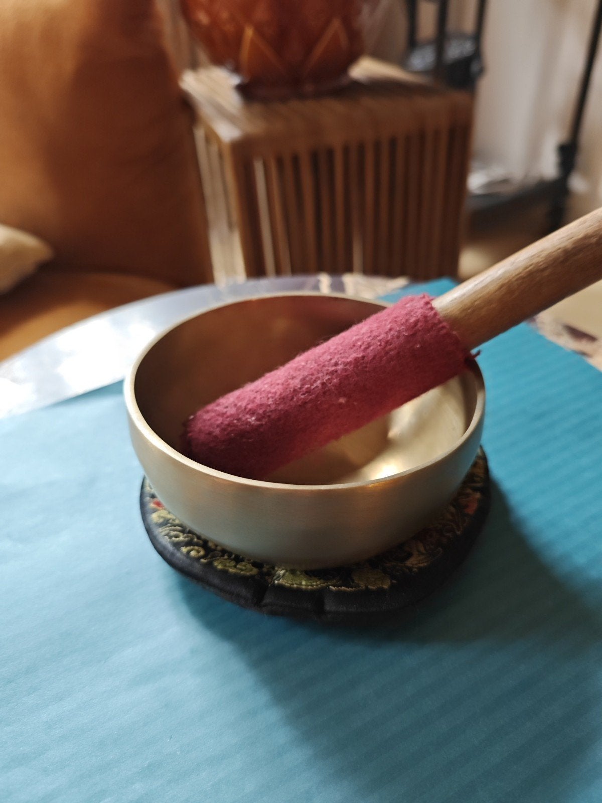 Klankschaal Zen 13 cm met slaghout, Ophalen of Verzenden, Zo goed als nieuw