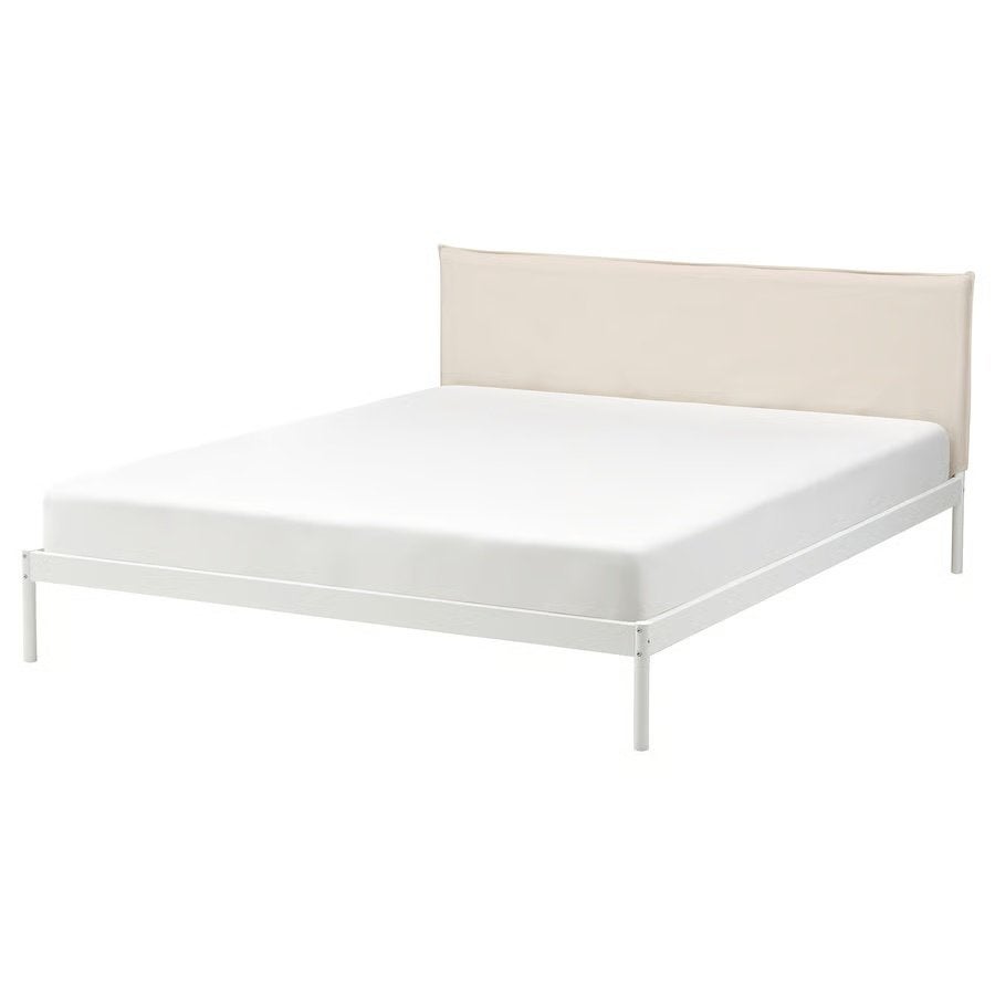 IKEA Bed — Kleppstad (Wit & beige), Ophalen, Gebruikt, Tweepersoons, 140 cm