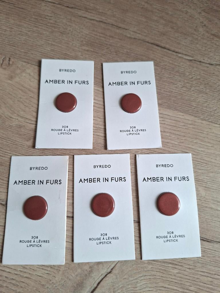 BYREDO lipstick samples 5 st. ( amber in furs ), Nieuw, Ophalen of Verzenden, Make-up, Overige kleuren