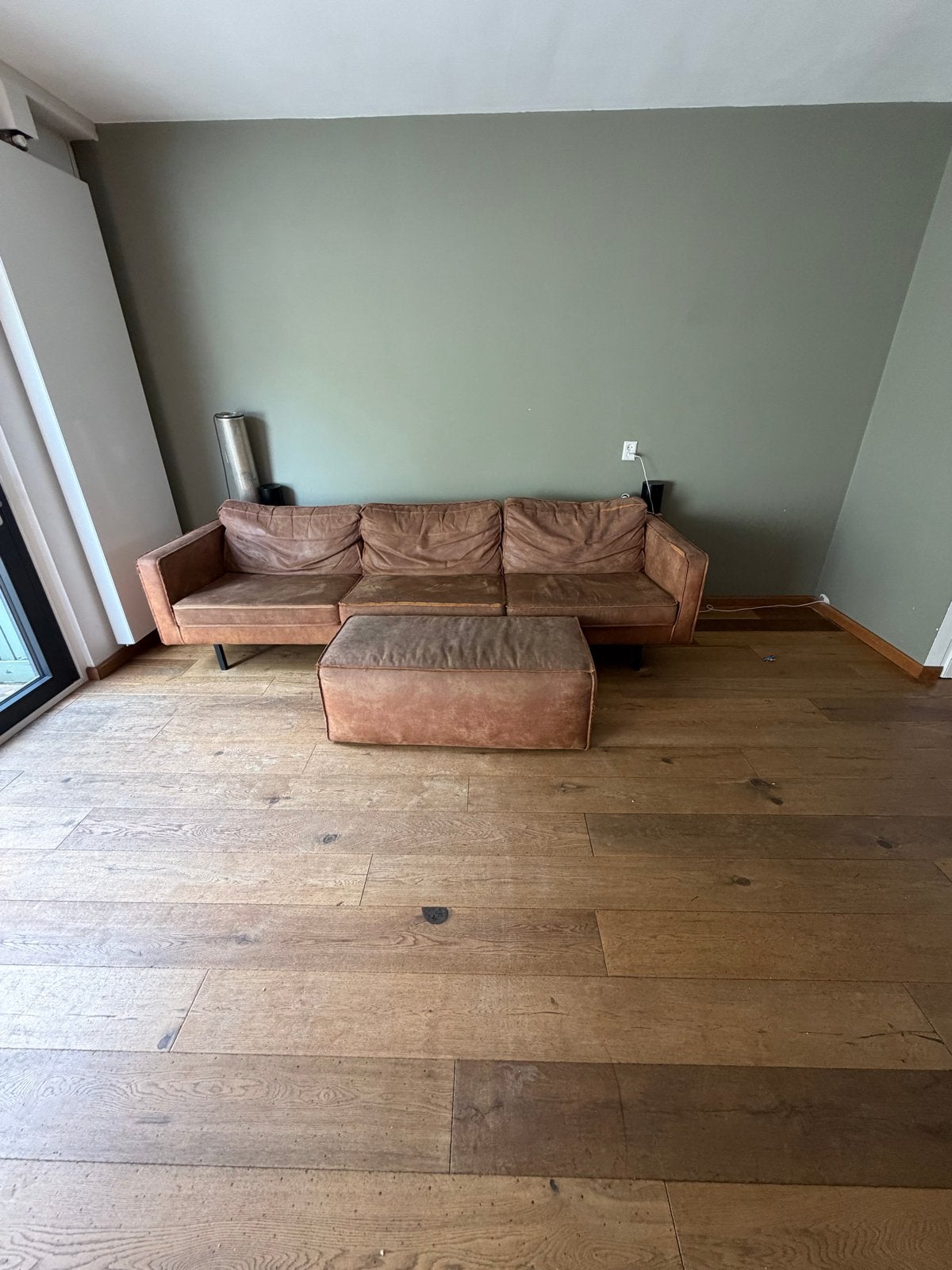 Cognac leren 3-persoons bank, Ophalen, 250 tot 300 cm, Gebruikt, Driepersoons