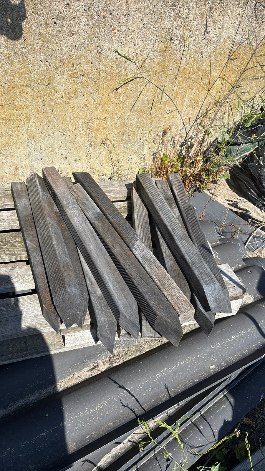 Piket palen 13x, Tuin en Terras, Palen, Balken en Planken, Ophalen, Zo goed als nieuw, 250 cm of meer, Palen