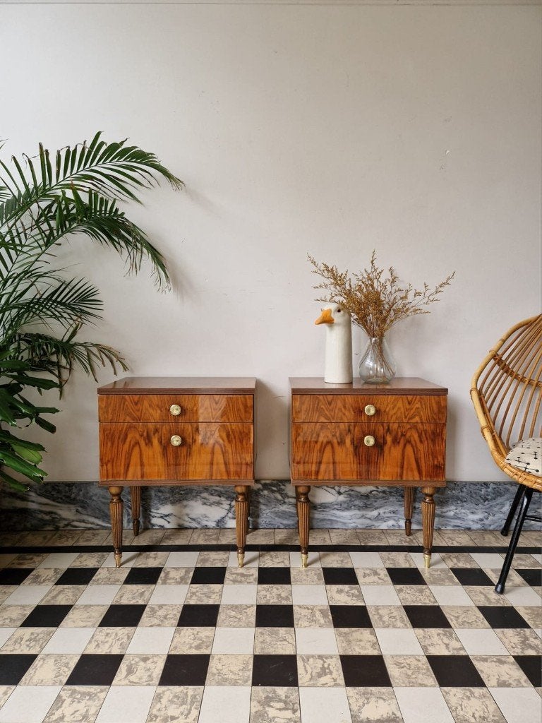 Vintage midcentury nachtkastjes | kastjes | retro, Ophalen, Zo goed als nieuw, Hout