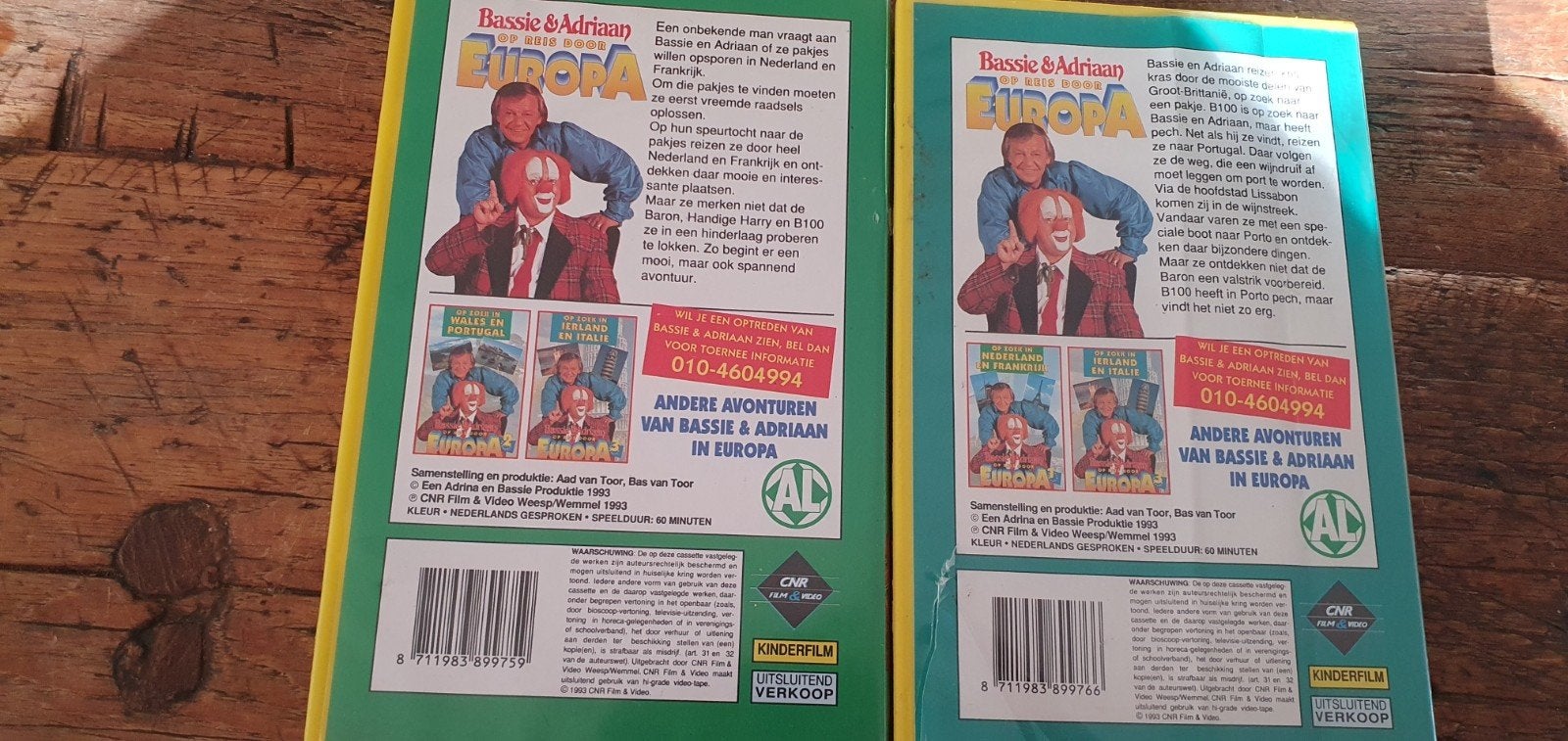 Bassie en Adriaan CNR videoband op reis door Europa  1 en 2, Cd's en Dvd's, Gebruikt, Alle leeftijden, Kinderprogramma of -film