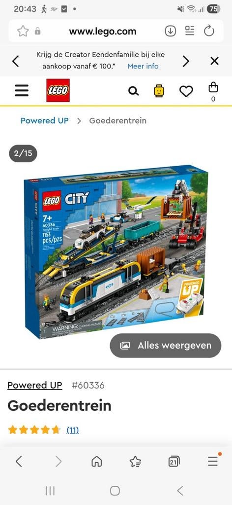 Lego City Goederentrein (60336), Ophalen, Zo goed als nieuw