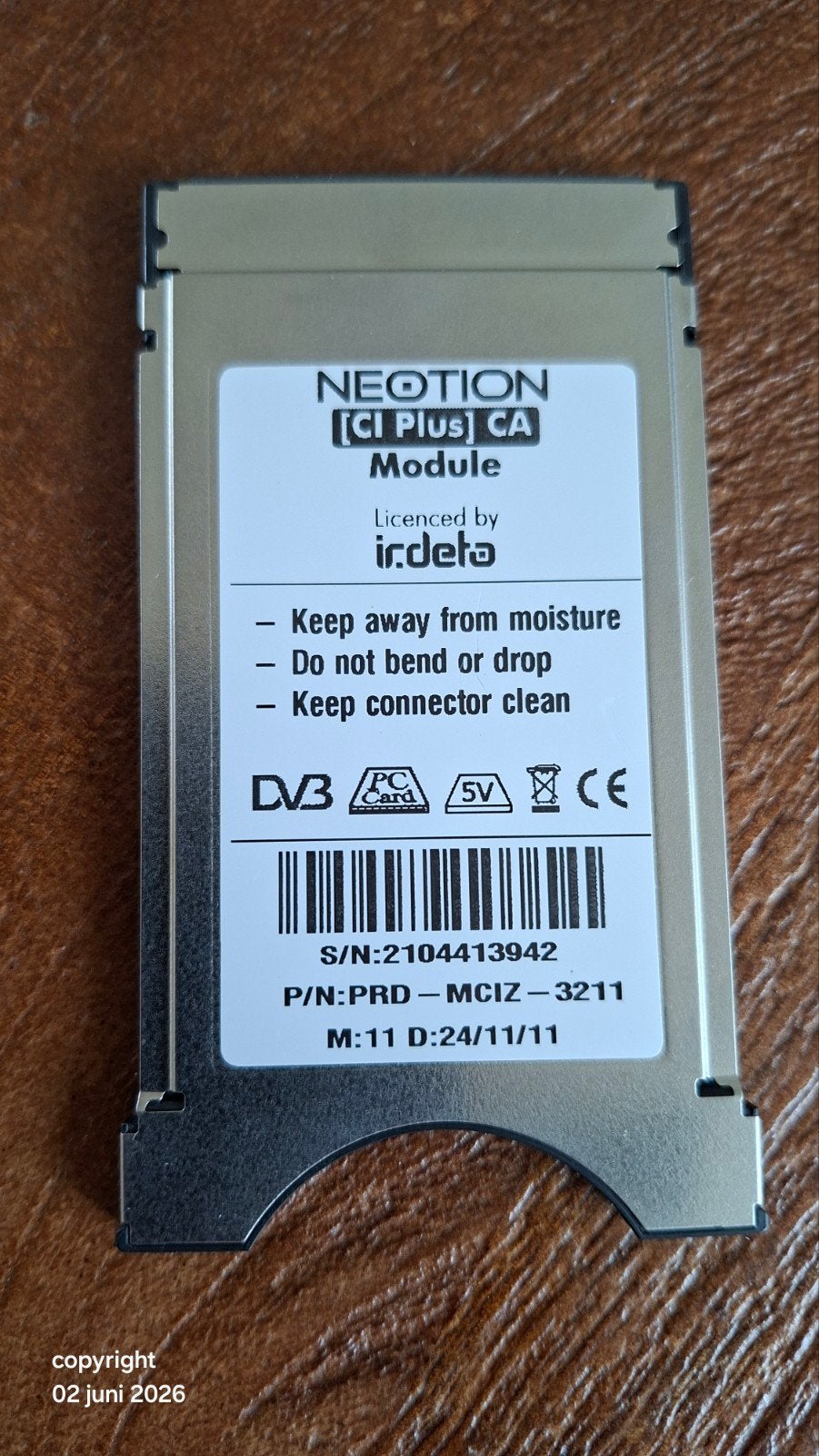 Neotion CI Plus CA Module Ziggo HD Irdeto, Ophalen of Verzenden, Zo goed als nieuw, Decoder