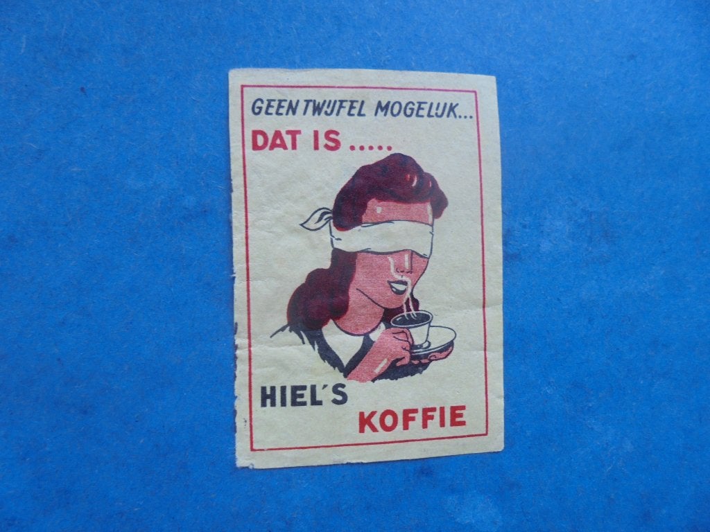 Oud lucifermerk Hiel's Koffie, Verzamelen, Ophalen of Verzenden, Zo goed als nieuw, Luciferdoosjes of -merken