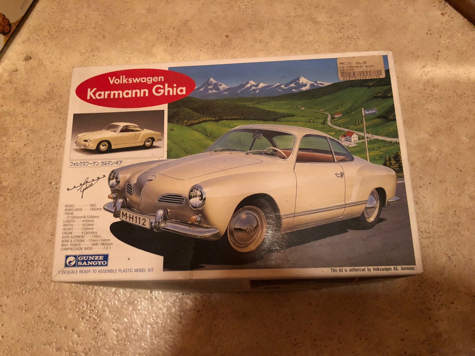 Gunze sangyo 1/24 vw Karmann Ghia , kleur groen, Ophalen of Verzenden, Zo goed als nieuw, Groter dan 1:32, Auto