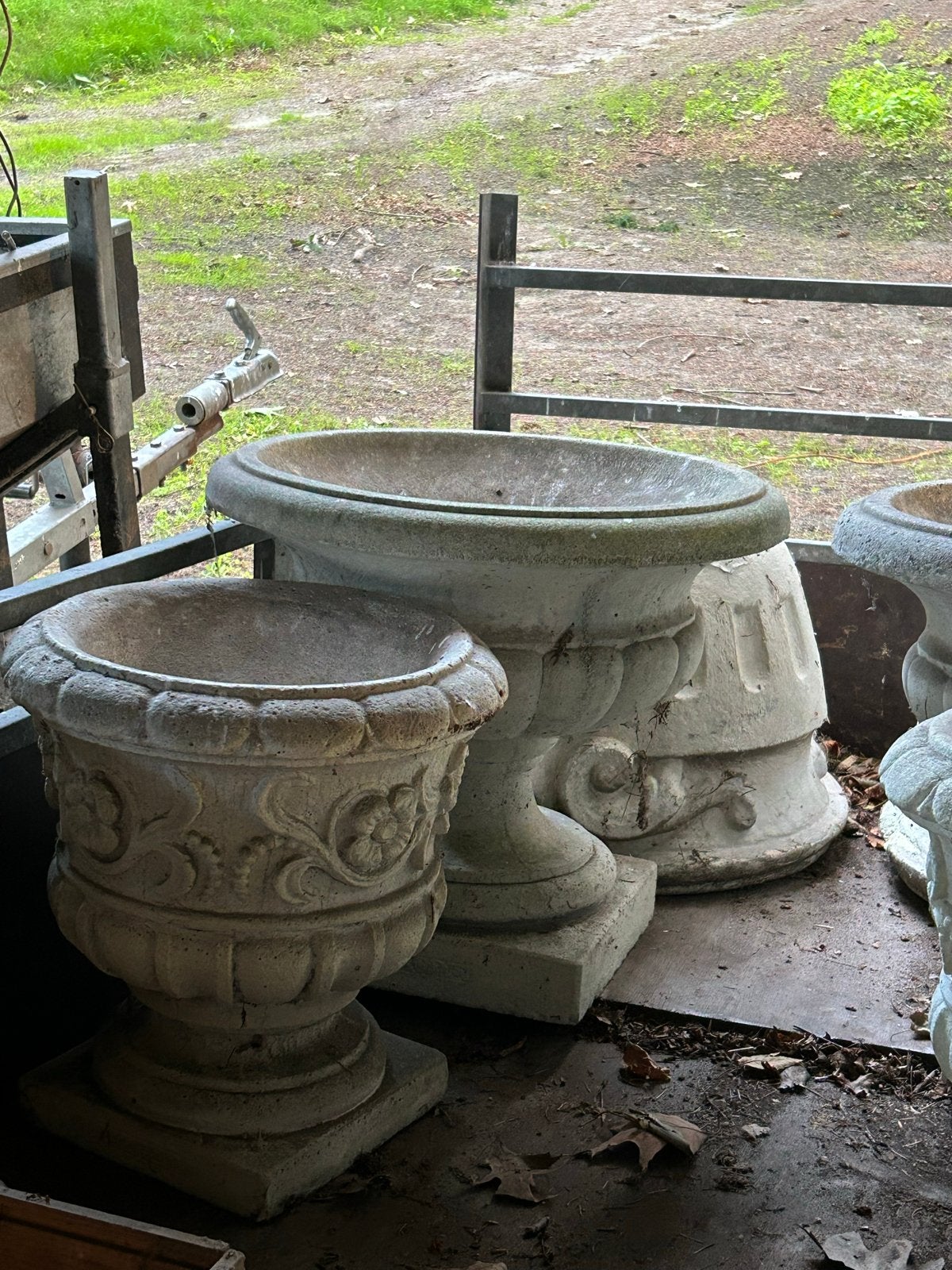 Decoratieve betonnen bloempotten - 6x, Ophalen, Gebruikt, 40 cm of meer, Overige vormen