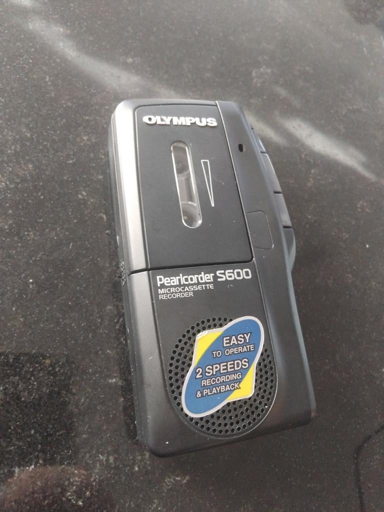 Olympus pearlcorder s600 microcassette recorder met bandje, Ophalen of Verzenden