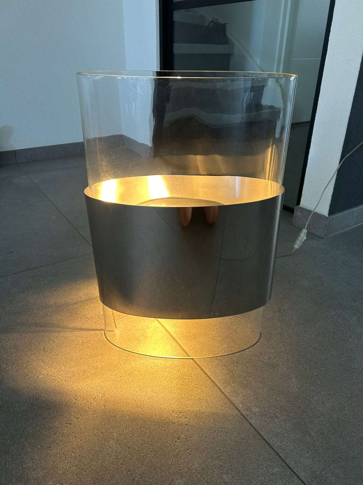 Foscarini Lenin glazen chrome design tafellamp, Ophalen, Zo goed als nieuw