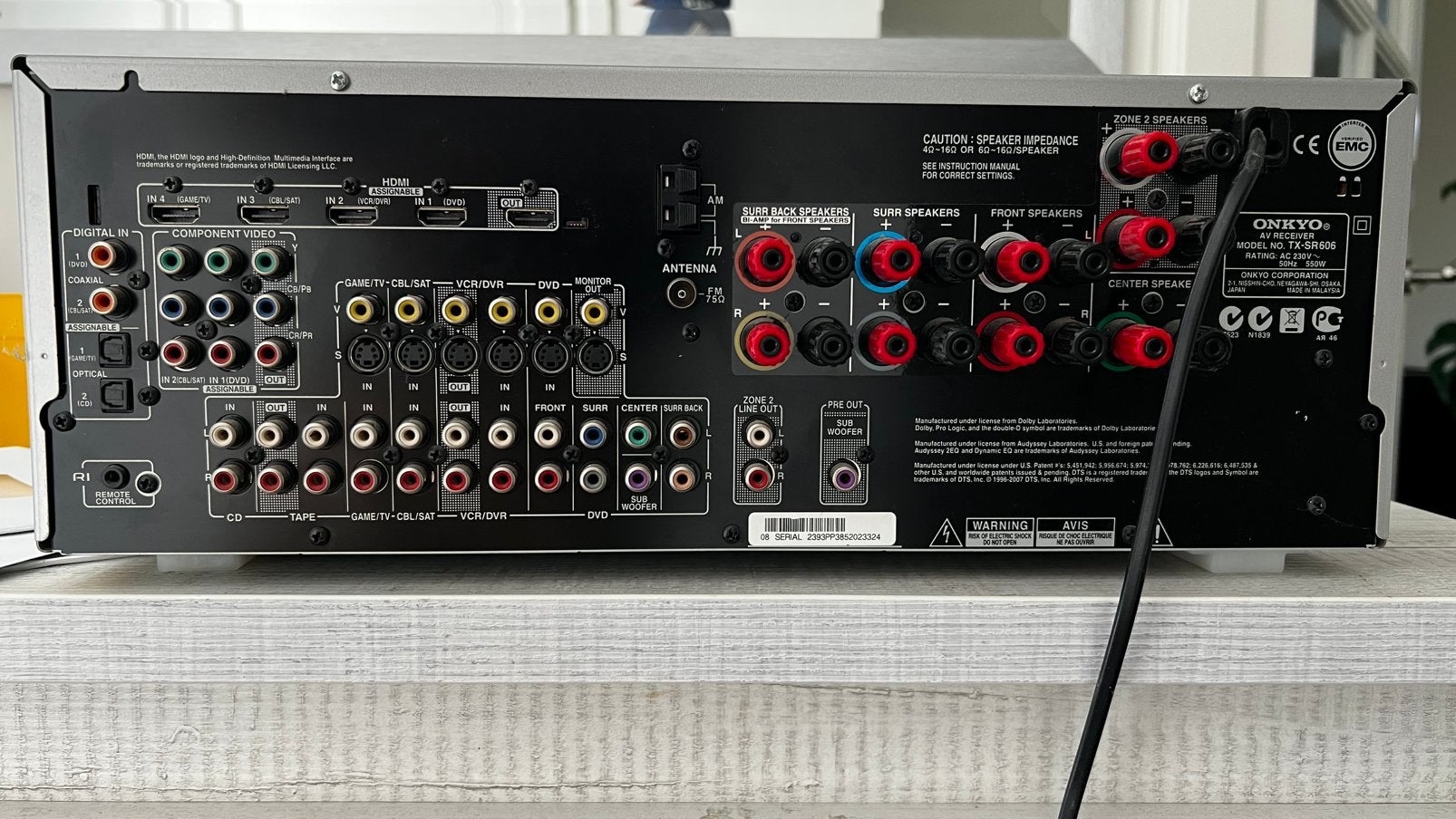 Onkyo TX-SR606 7.1 surround receiver zilver, Ophalen of Verzenden, Gebruikt, Audio