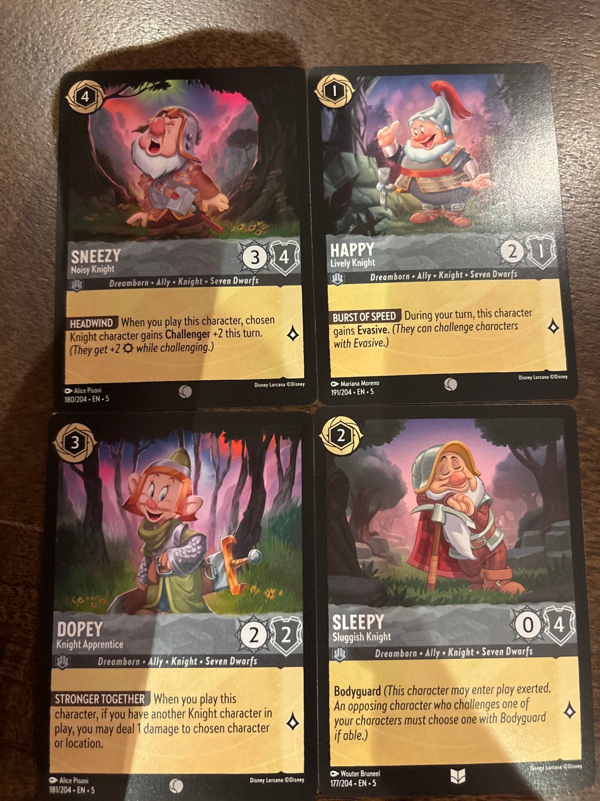 Disney Lorcana Seven Dwarfs Kaarten (Sneezy, Happy, Dopey, S, Ophalen of Verzenden, Nieuw