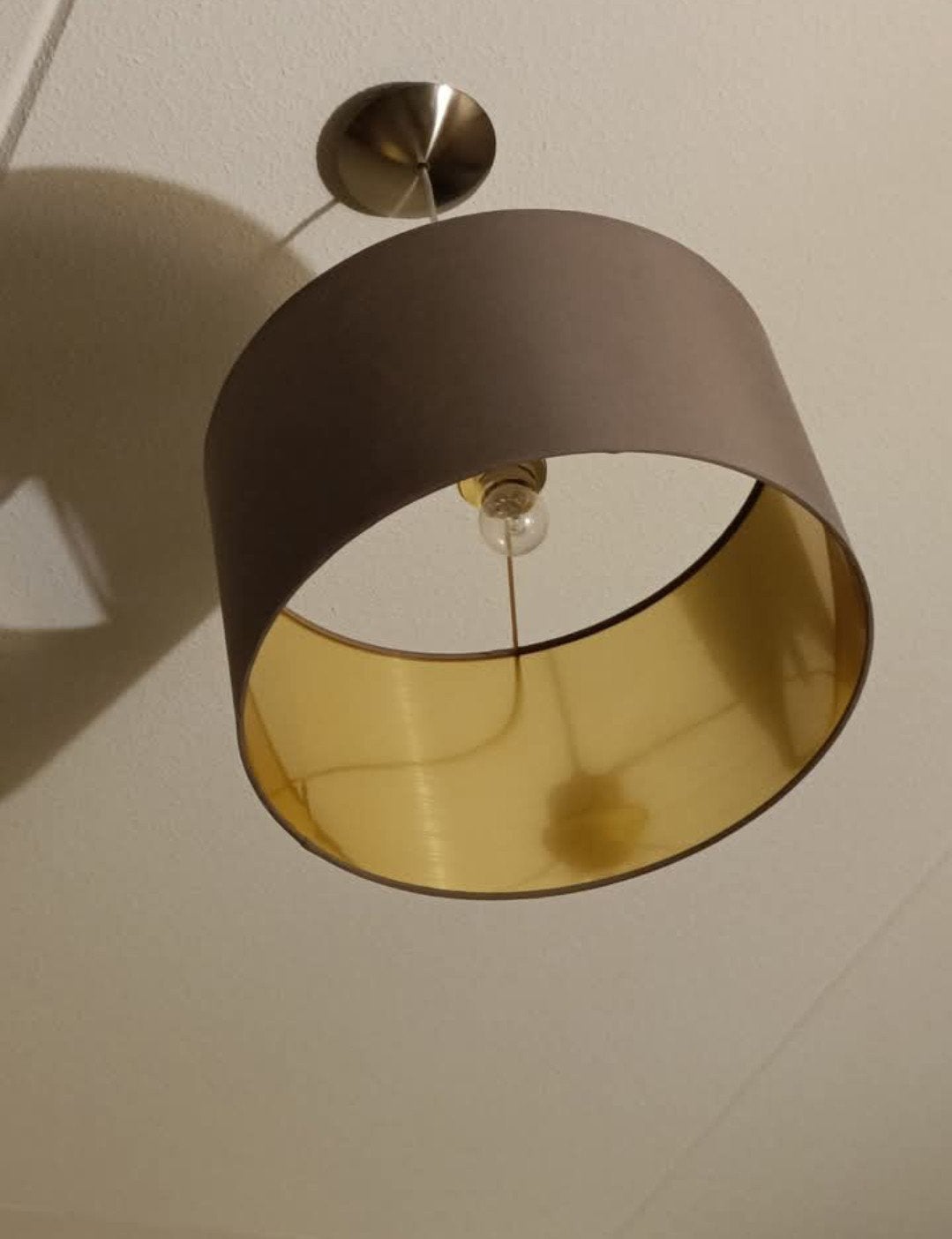 Moderne hanglamp met stoffen kap, Ophalen, Gebruikt, Textiel, Modern