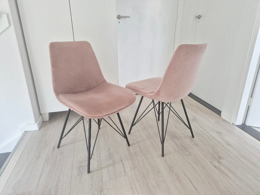 Twee roze velvet stoelen, Ophalen, Zo goed als nieuw, Overige kleuren, Twee