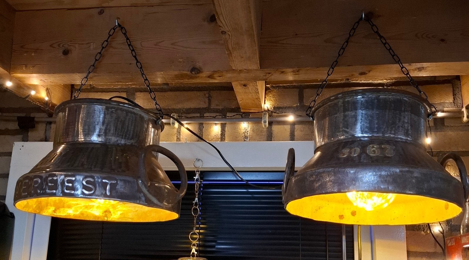 melkbus lampen mancave vitrage Retro landelijkestijl, Ophalen, Gebruikt, Lichtbak of (neon) lamp