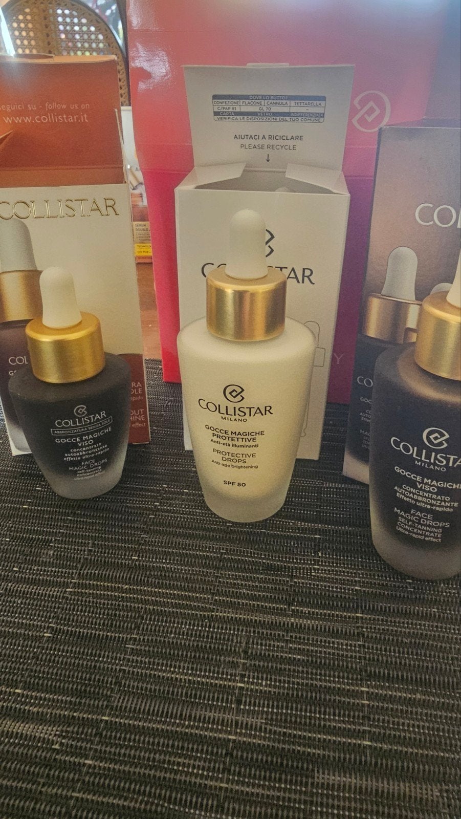 Collistar Gezichtsdruppels: Beschermend SPF 50& Zelfbruinend, Ophalen of Verzenden, Nieuw, Gehele gezicht