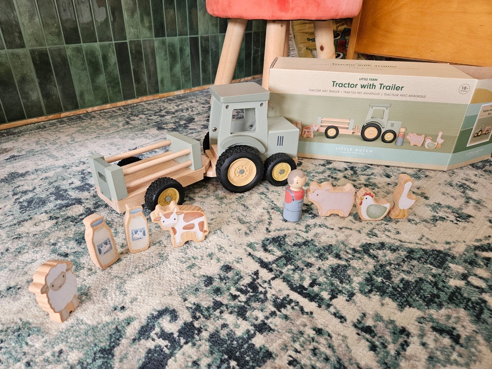 Little Dutch Tractor met Trailer en boerderijdieren, Ophalen of Verzenden, Zo goed als nieuw, Knutselen