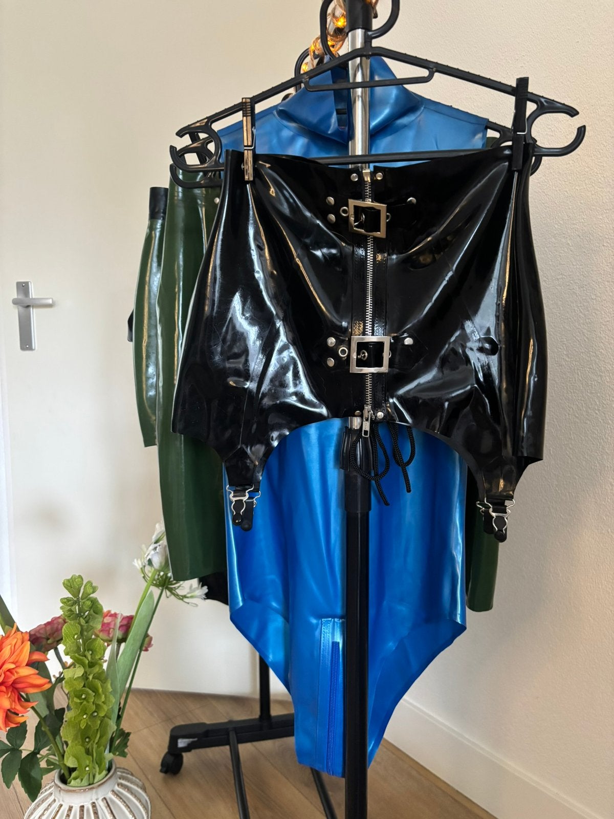 Rok met jarratels / Latex / Maat M, Verzenden, Zwart, Overige typen