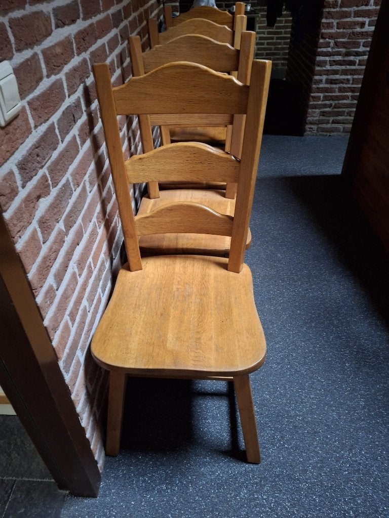 4 Eiken Stoelen, Huis en Inrichting, Stoelen, Ophalen, Gebruikt, Bruin, Vier