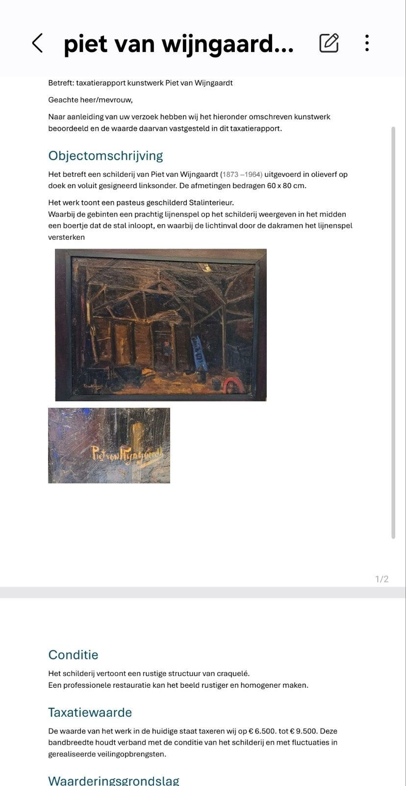 Piet van Wijngaerdt - Stalinterieur (ca. 1910) - Olieverf, Antiek en Kunst, Ophalen