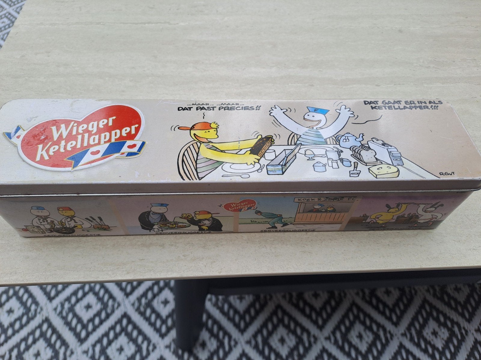 Vintage Wieger Ketellapper Koekblik, Verzamelen, Blikken, Gebruikt, Koek(jes), Overige merken, Ophalen of Verzenden