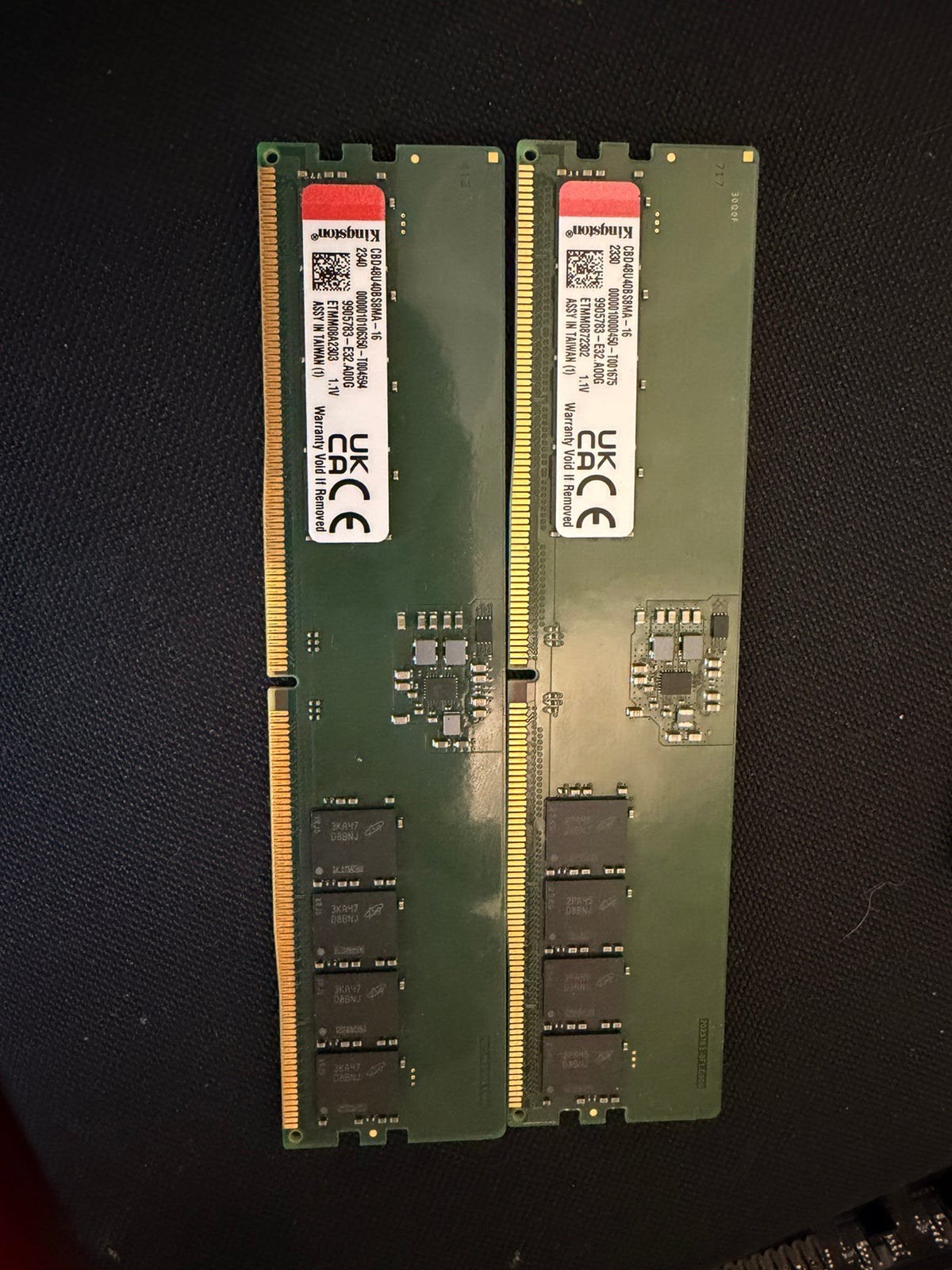 Kingston 2x16GB=32GB DDR5 Ram, Computers en Software, RAM geheugen, 32 GB, Ophalen of Verzenden, Zo goed als nieuw, Desktop