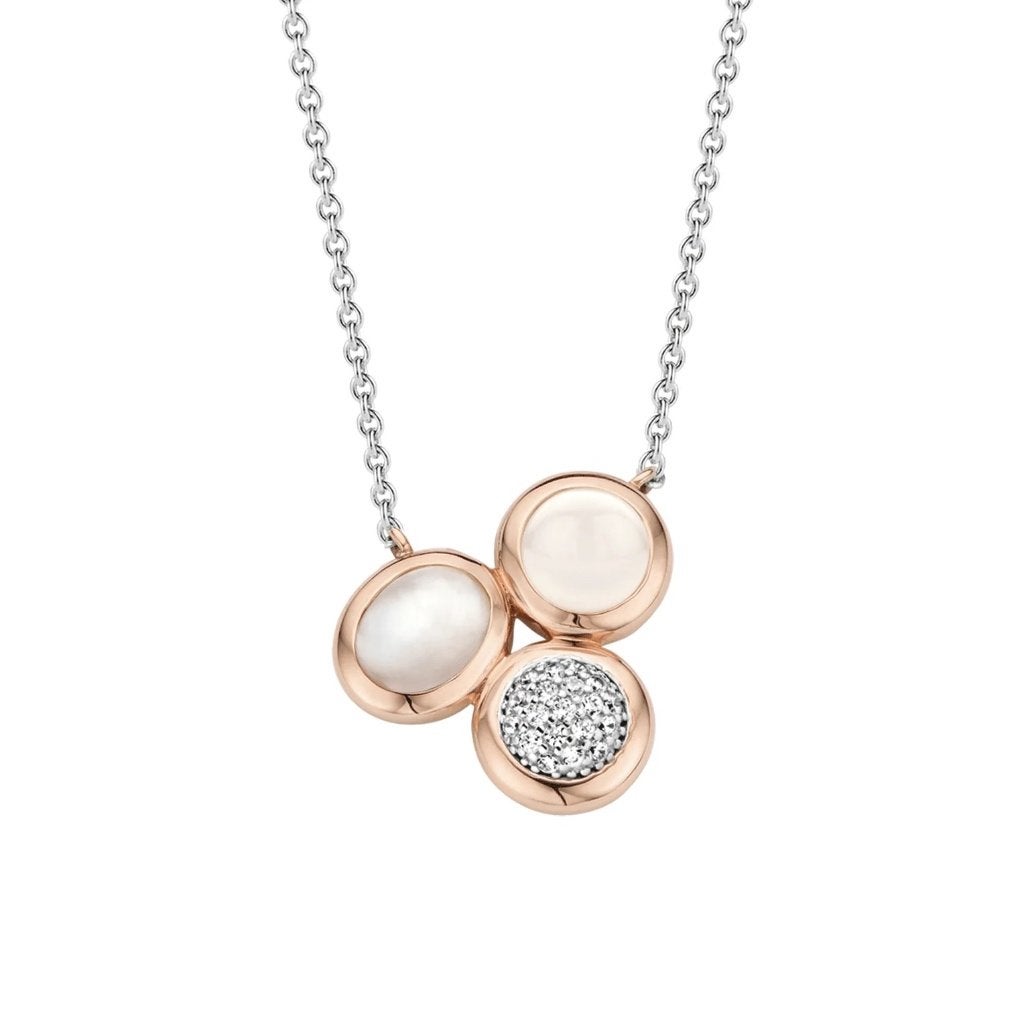 Ti sento set ketting en ring (maat 58) - rosé verguld, Verzenden, Zo goed als nieuw, Zilver, Zilver
