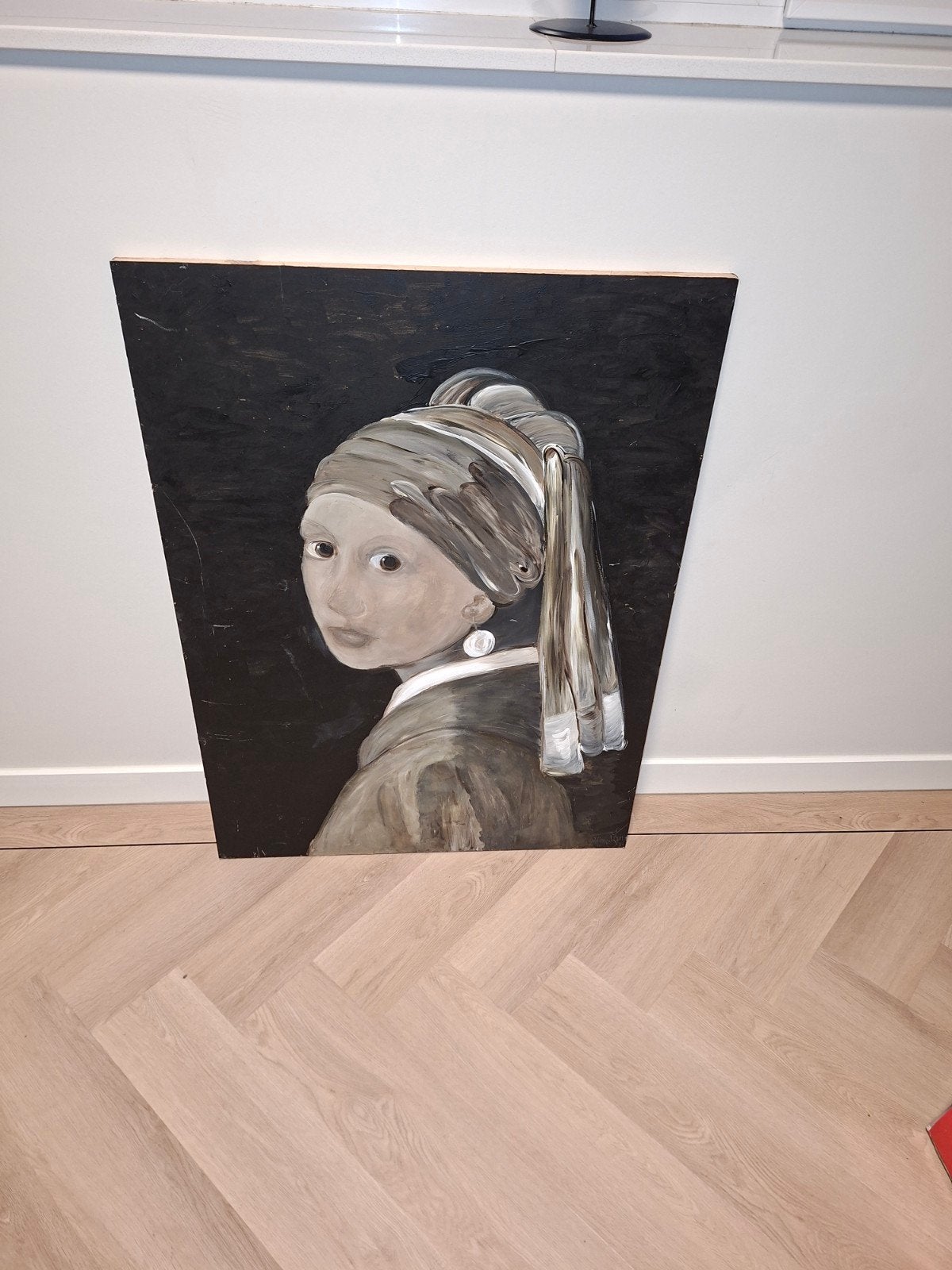 Meisje met de parel - Moderne interpretatie, Antiek en Kunst, Doek, Portret of Personen, Realistisch, Ophalen of Verzenden