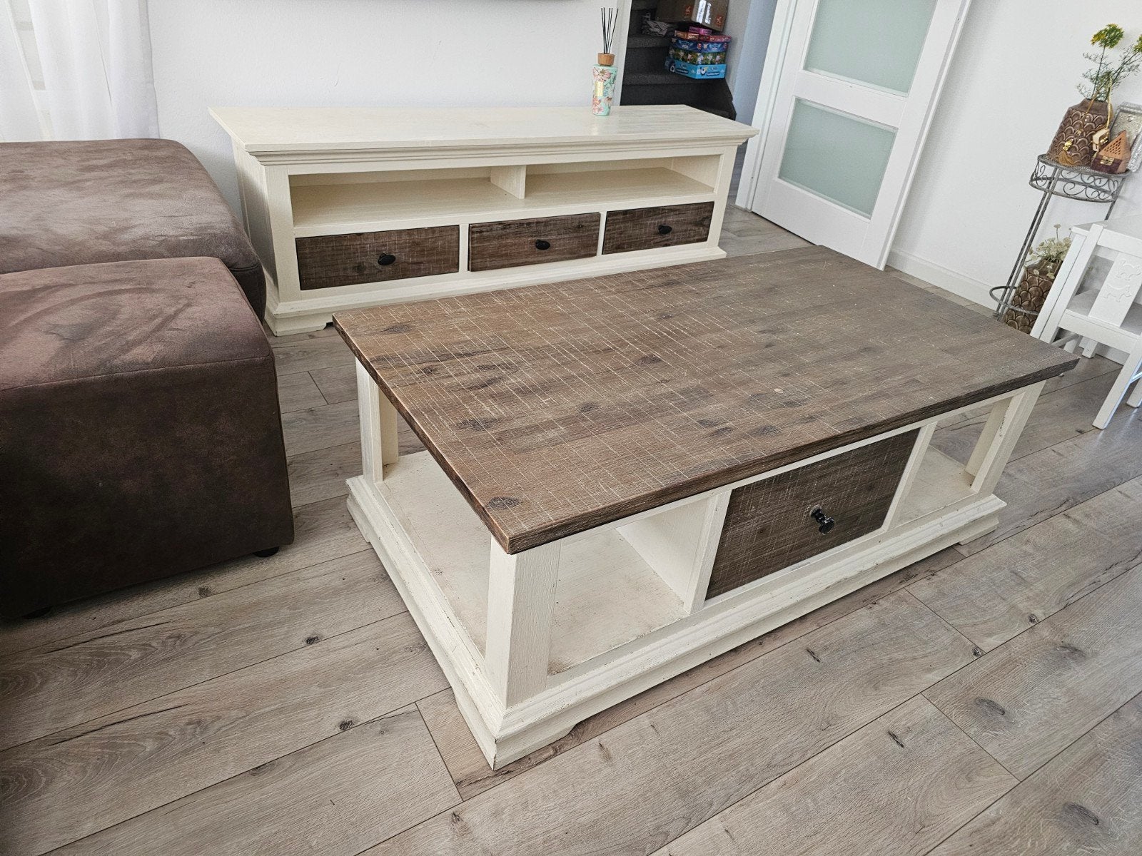 TV meubel en salontafel Pronto Wonen model Veresa, Ophalen, Gebruikt, Landelijke stijl, Rechthoekig