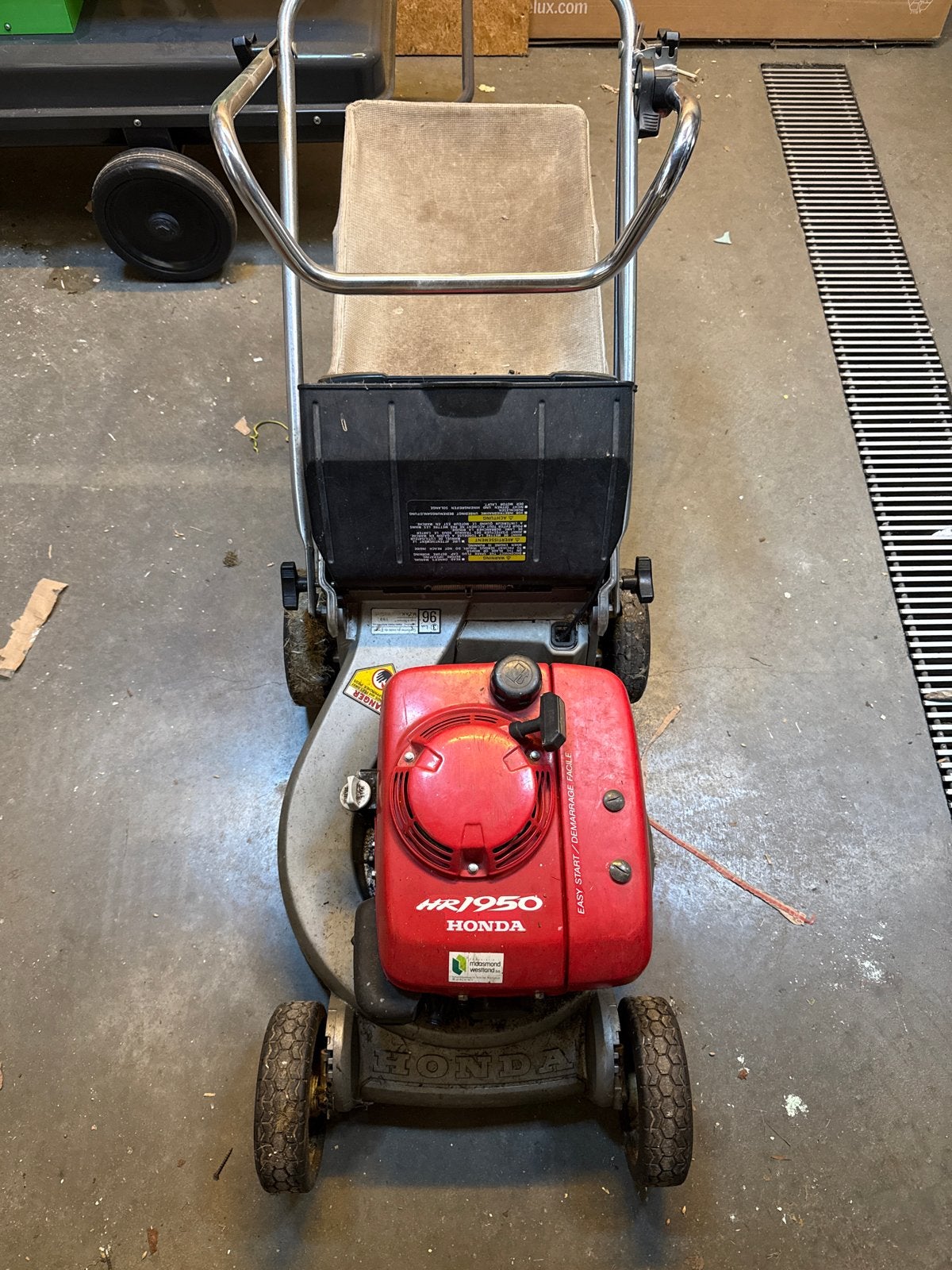 Honda HR1950 Benzine Grasmaaier met Opvangzak, Cirkelmaaier, Gebruikt, Ophalen of Verzenden, 40 t/m 49 cm