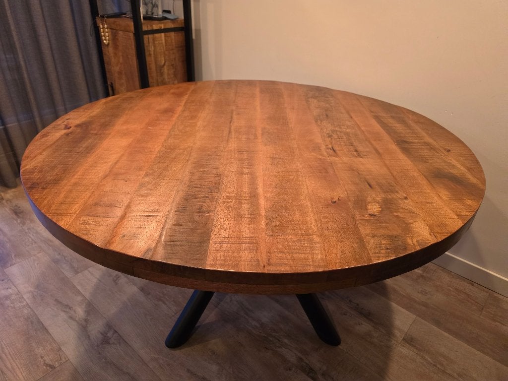 Ronde tafel, Huis en Inrichting, Tafels | Eettafels, Ophalen, Gebruikt, Rond, Vijf personen of meer