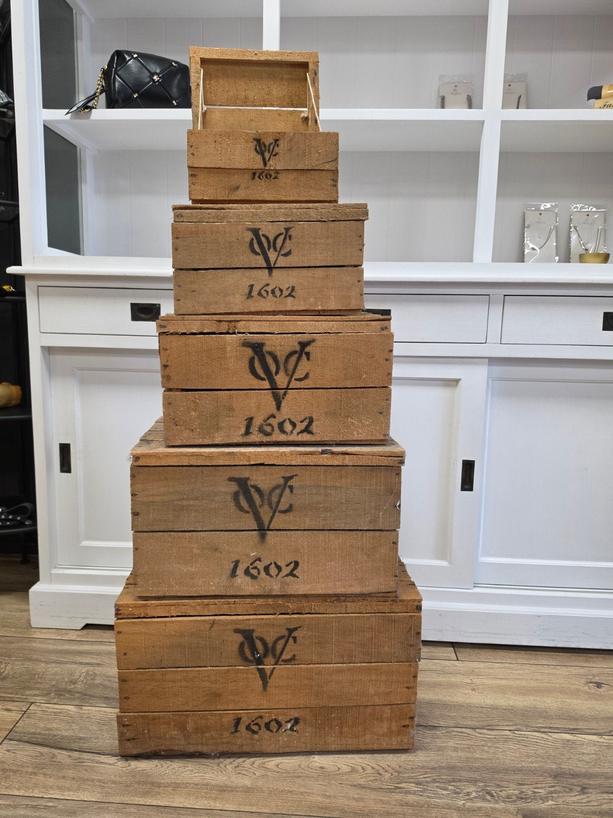 Houten kisten 5 delige set, Ophalen of Verzenden, 50 tot 100 cm, Minder dan 50 cm, Minder dan 50 cm