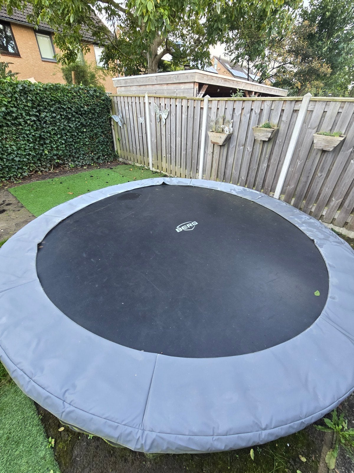 Berg inground trampoline 430 met extra frame, Ophalen, Gebruikt