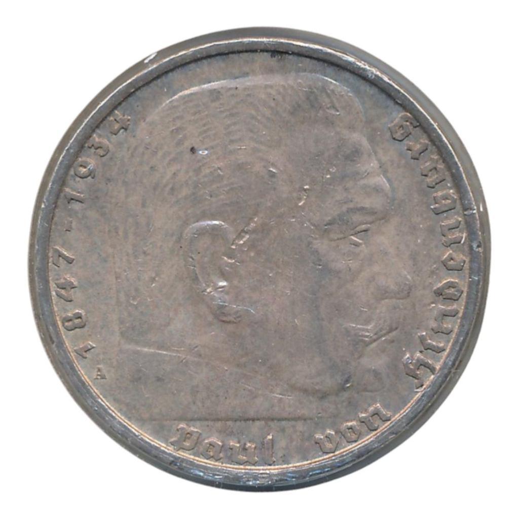 Duitse Rijk 5 Reichsmark 1937-A Paul von Hindenburg