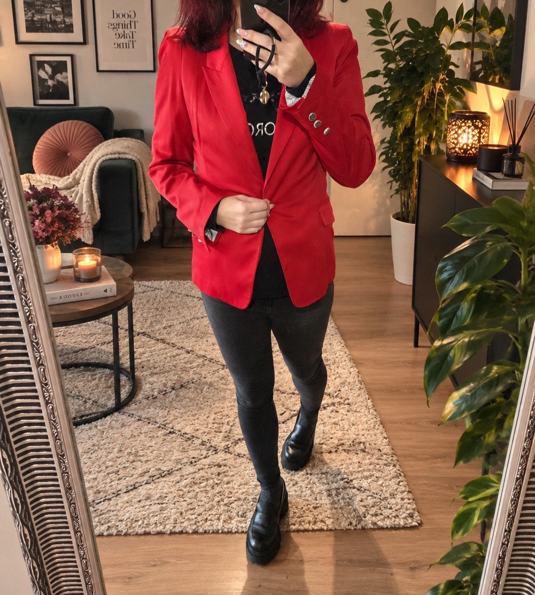Rode Getailleerde Blazer Attentif Maat 40, Ophalen of Verzenden