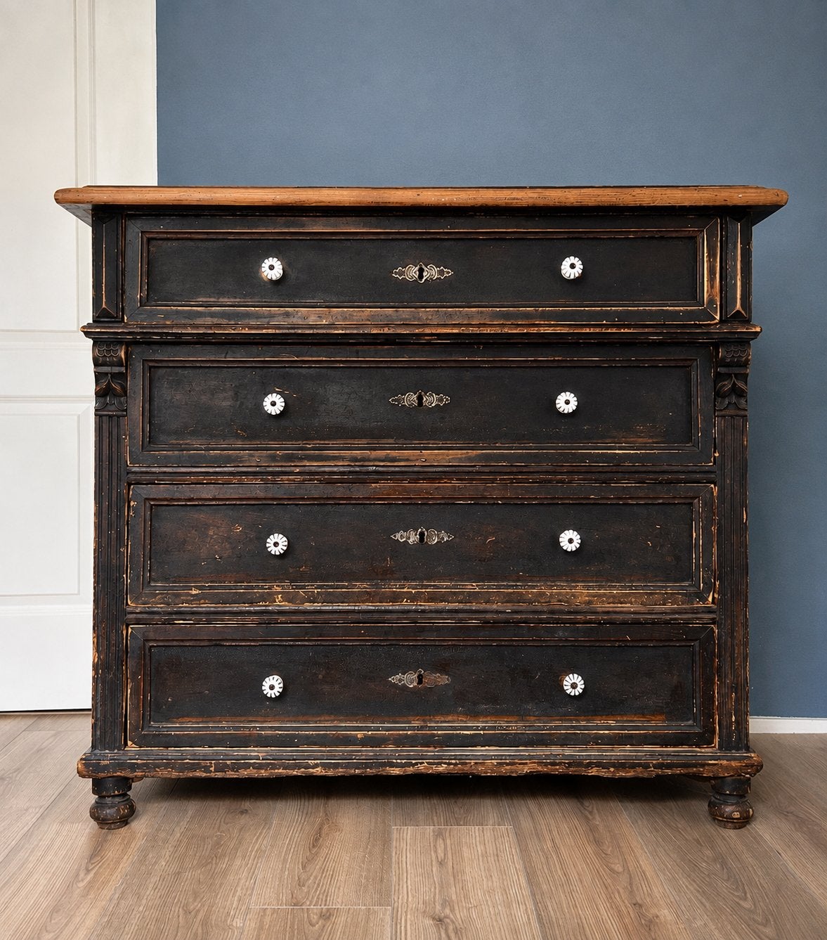 Antieke massief houten ladekast / commode – eind 19e eeuw, Antiek en Kunst, Antiek | Meubels | Kasten, Ophalen
