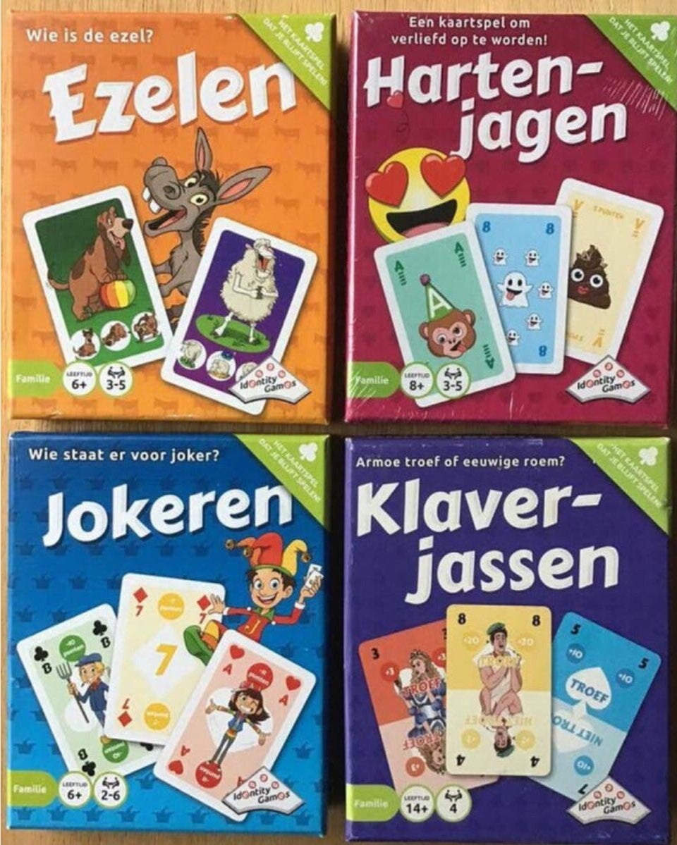 Kaartspel Ezelen, Hartenjagen, Jokeren & Klaverjassen - ZGAN, Een of twee spelers, Ophalen of Verzenden, Zo goed als nieuw